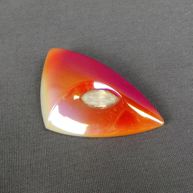 1950s Orange Lustre Triangle Vintage Brooch