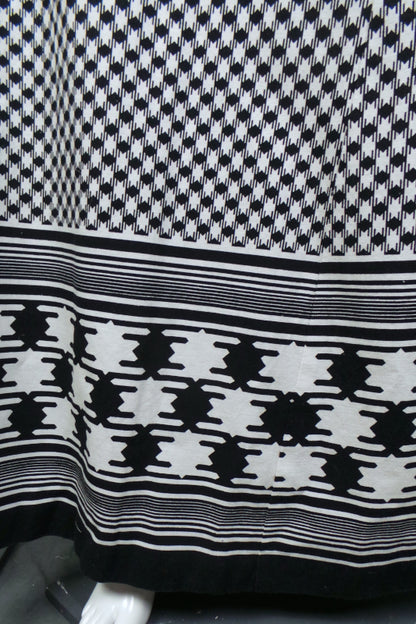 1960s Black and White Geometric Maxi Dress | John Heal | XS