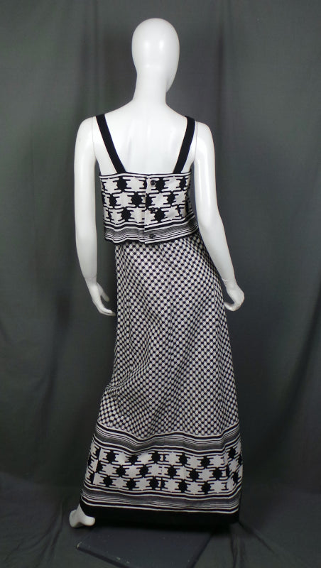 1960s Black and White Geometric Vintage Maxi Dress | John Heal