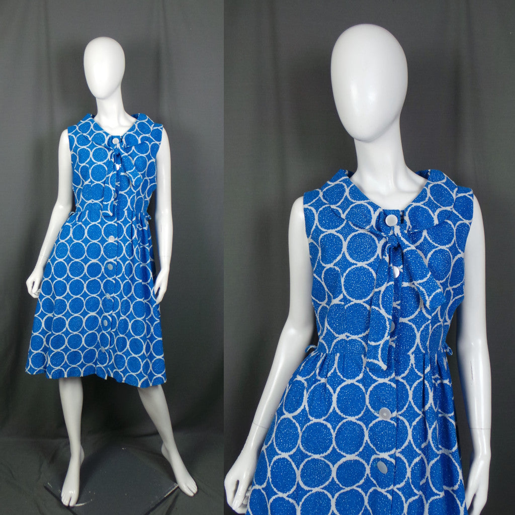 1960s Blue Circle Print Vintage Dress | Jack Tookey