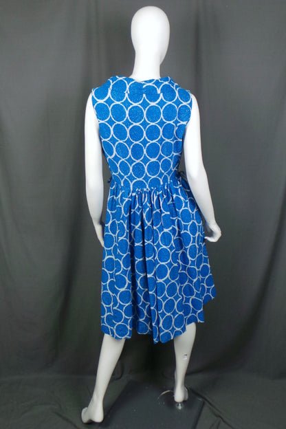 1960s Blue Circle Print Dress | Jack Tookey | M