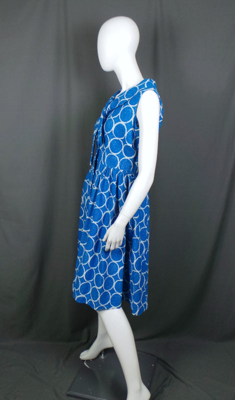 1960s Blue Circle Print Dress | Jack Tookey | M