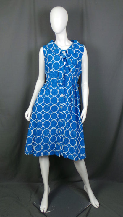 1960s Blue Circle Print Vintage Dress | Jack Tookey