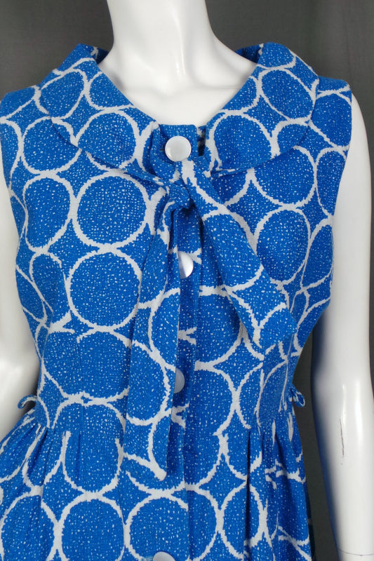 1960s Blue Circle Print Dress | Jack Tookey | M