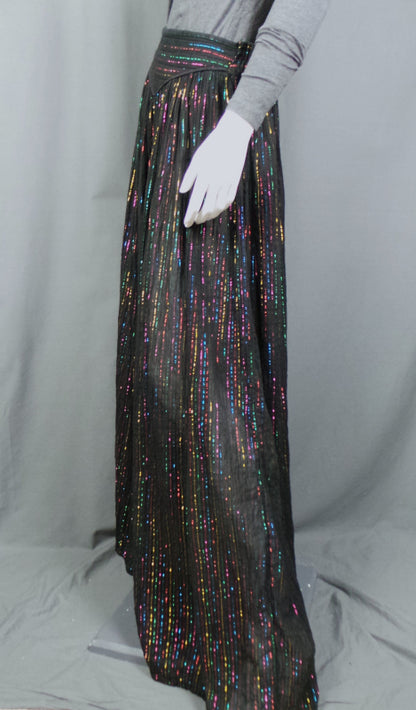 1960s Black Rainbow Lurex Palazzo Pants | S