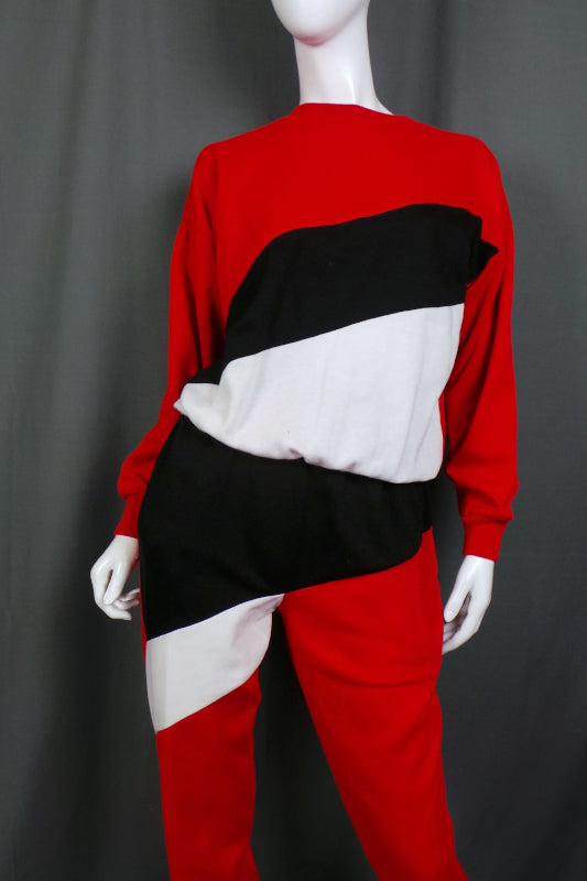 1980s Red, Black and White Tracksuit | Gold | XL