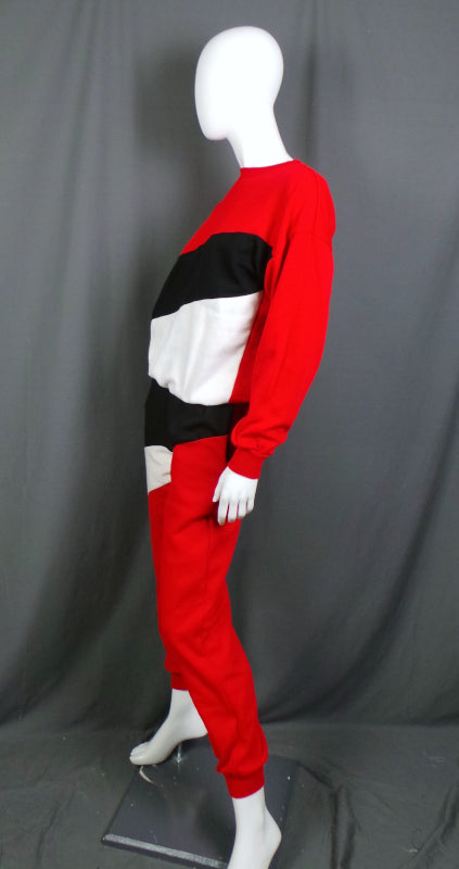 1980s Red, Black and White Vintage Tracksuit | Gold