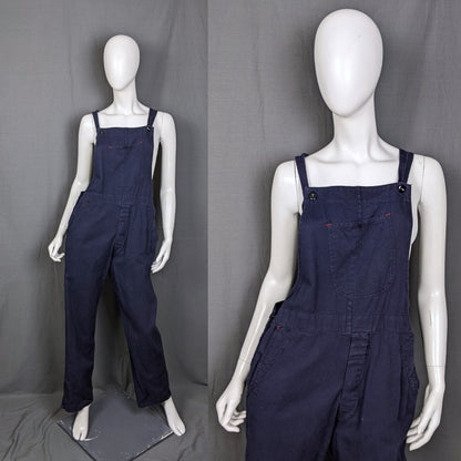1960s Dark Blue Cotton Utility Dungarees | XL