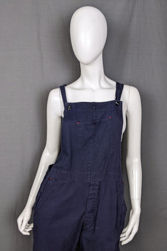 1960s Dark Blue Cotton Utility Dungarees | XL