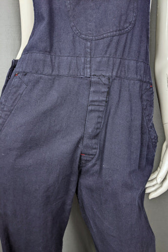 1960s Dark Blue Cotton Utility Dungarees | XL