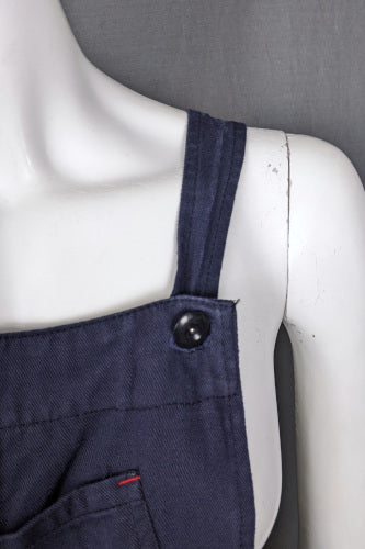 1960s Dark Blue Cotton Utility Dungarees | XL