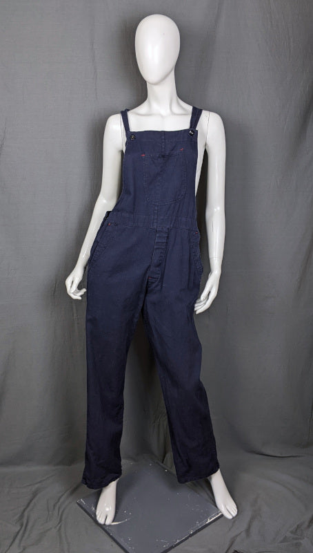 1960s Dark Blue Cotton Utility Dungarees | XL