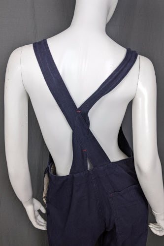 1960s Dark Blue Cotton Utility Dungarees | XL