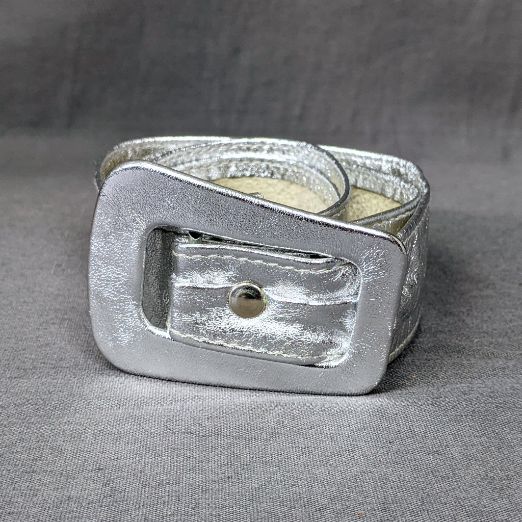 1960s Silver Leather Vintage Waist Belt | Astor