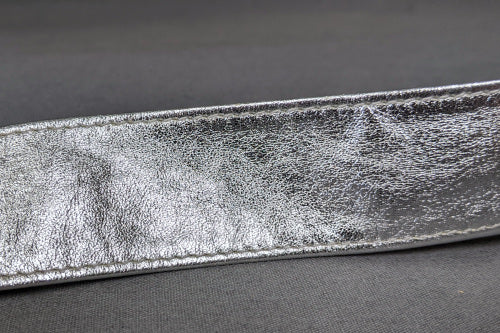 1960s Silver Leather Waist Belt | Astor | L