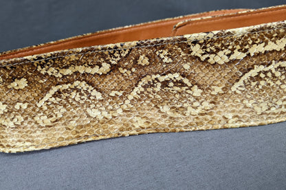 1970s Snakeskin Leather Belt with Horn Buckle | Morris Moskowitz | S