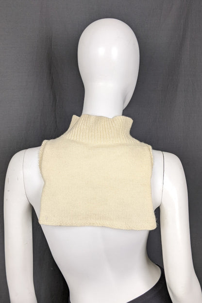 1970s Cream Handknitted Polo Neck Dickie | One Size