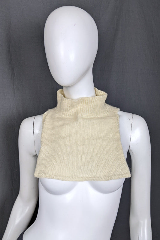 1970s Cream Handknitted Polo Neck Dickie | One Size