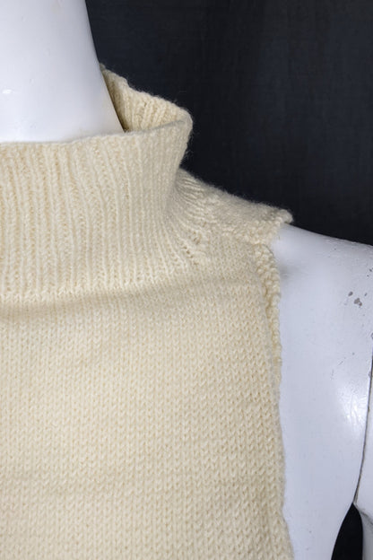 1970s Cream Handknitted Polo Neck Dickie | One Size