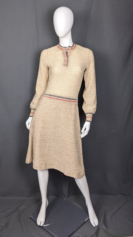 1970s Cream Stripe Knit Vintage Dress | Tricoville