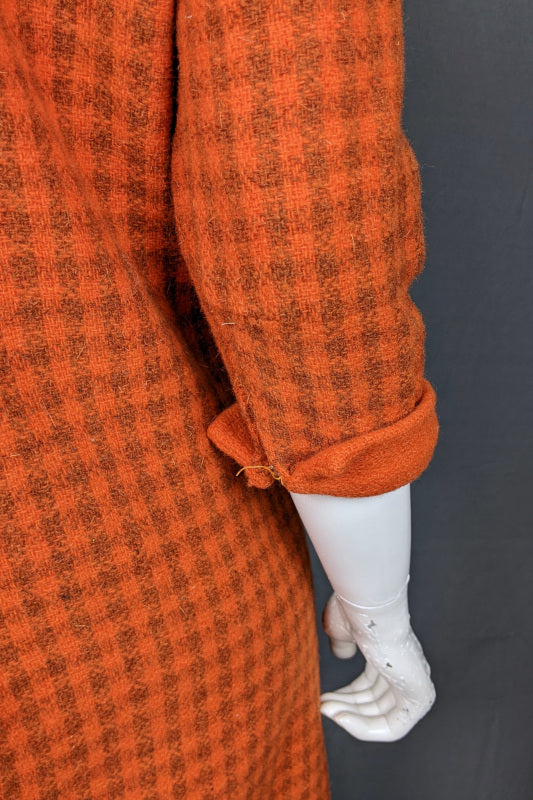 1960s Check Orange Wool Dress | Harem | S