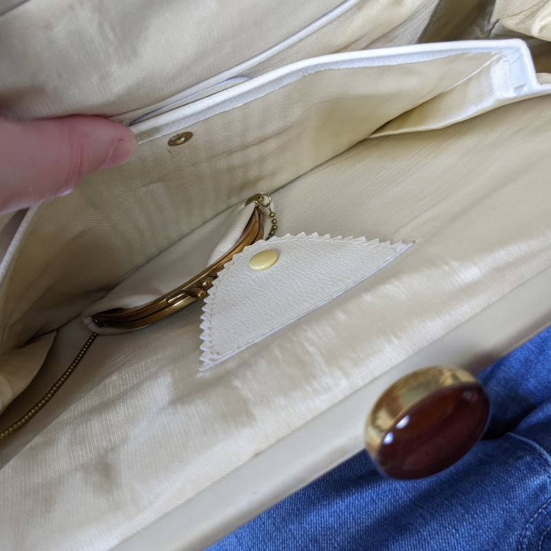 1960s Cream and Faux Bakelite Handle Bag