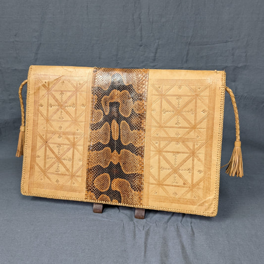1930s Snakeskin Leather Vintage Travel Folder Clutch