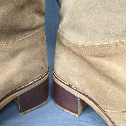 1960s Sheepskin Lined Cream Suede Boots | Moda Pier Garby | UK 5.5