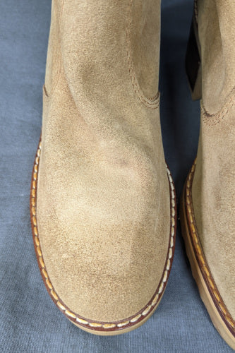 1960s Sheepskin Lined Cream Suede Boots | Moda Pier Garby | UK 5.5