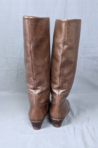 1970s Brown Leather Knee Boots | Gabor| UK 4.5