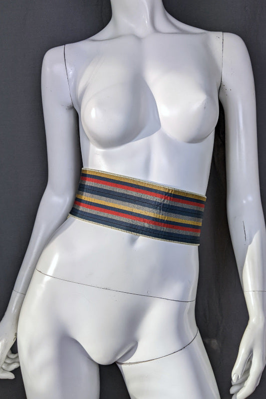 1980s Stripe Silk Japanese Cummerbund Belt