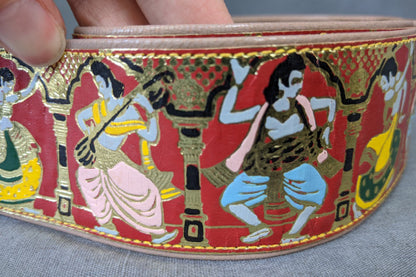 1970s Red Indian Dancing Wide Waist Belt | M
