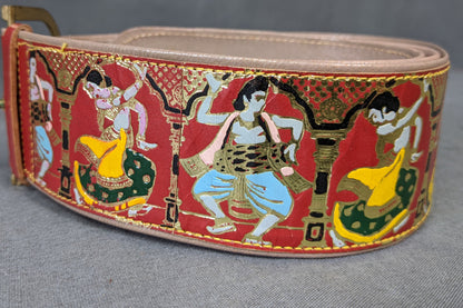 1970s Red Indian Dancing Wide Waist Belt | M