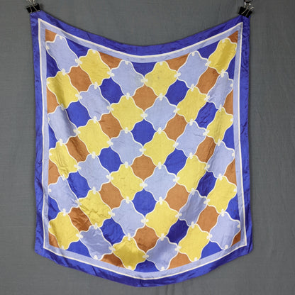 1960s Purple and Yellow Tile Vintage Silk Scarf