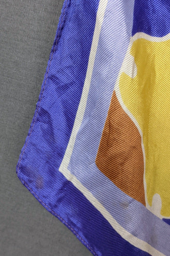 1960s Purple and Yellow Tile Print Silk Scarf