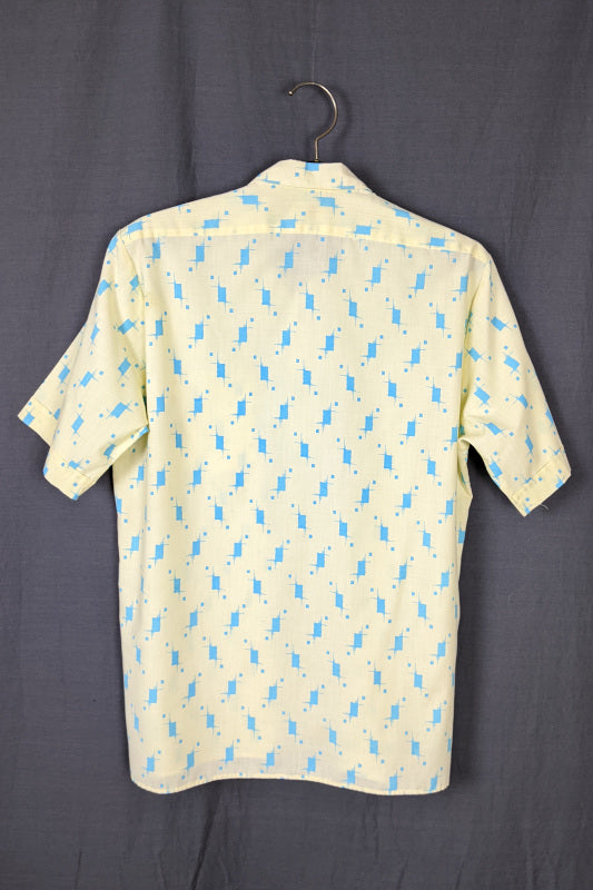 1980s Yellow and Blue Atomic Print Vintage Shirt