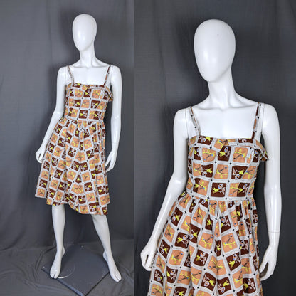 1950s Tiki Style Summer Strappy Vintage Dress