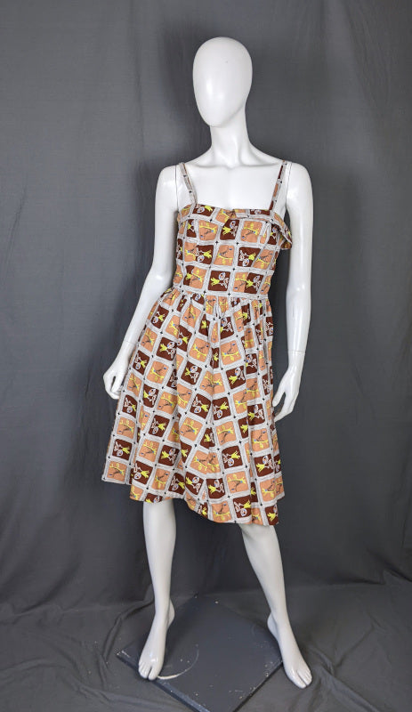 1950s Tiki Style Summer Strappy Vintage Dress