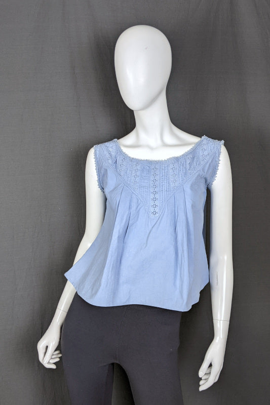 Antique Light Blue French Smock Top | S