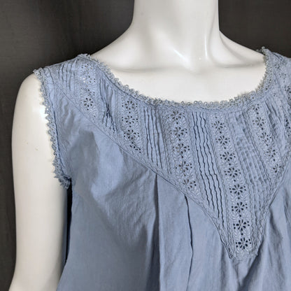 Antique Light Blue French Smock Top | S