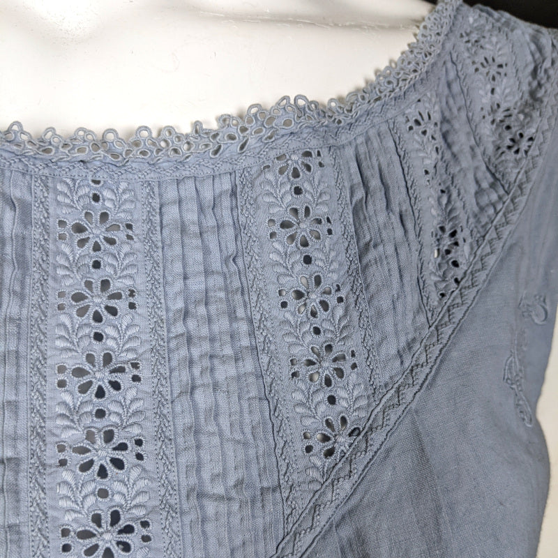 Antique Light Blue French Smock Top | S