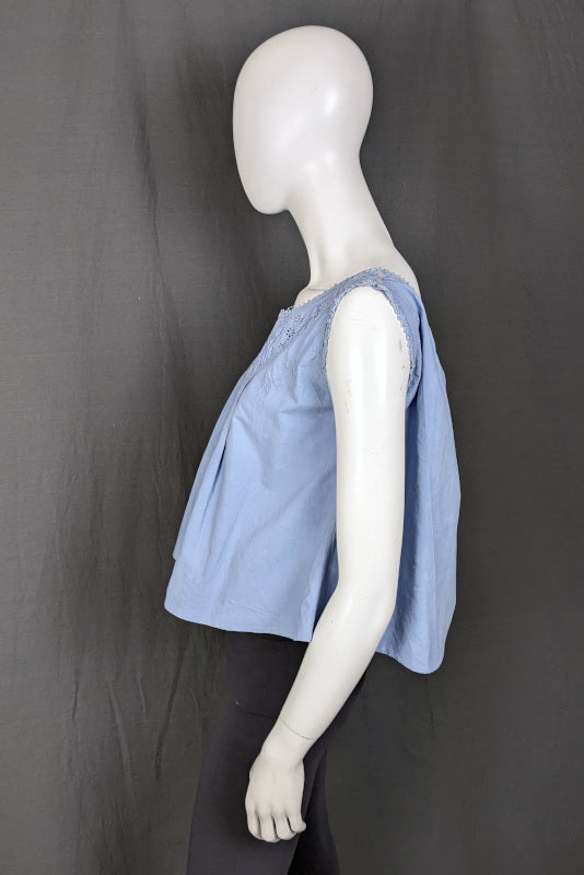 Antique Light Blue French Smock Top | S