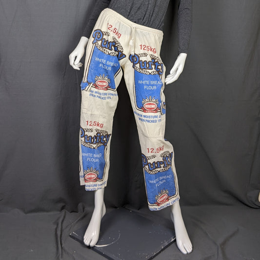 1970s White Flour Sack Vintage Combat Trousers