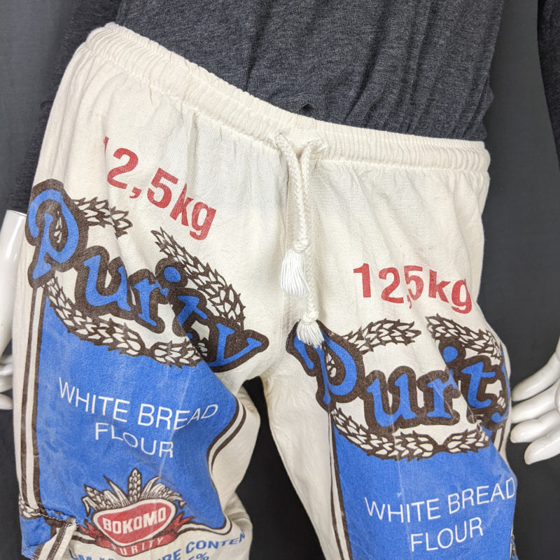 1970s White Flour Sack Combat Trousers | M