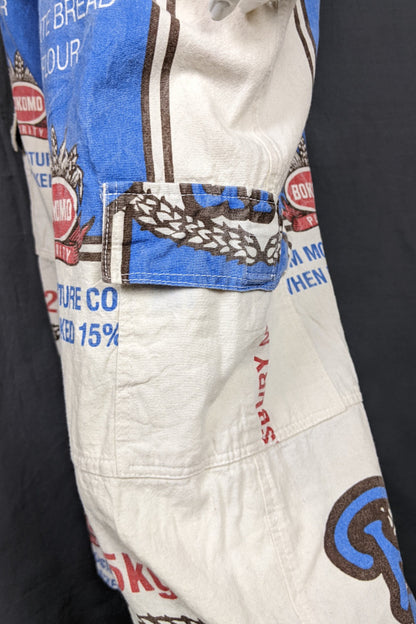 1970s White Flour Sack Combat Trousers | M