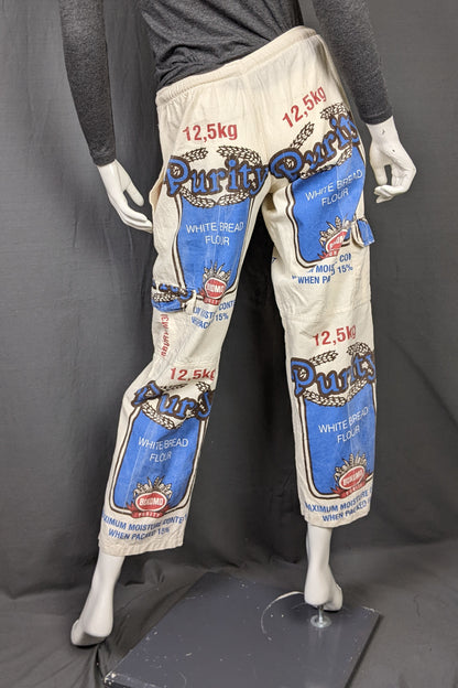 1970s White Flour Sack Combat Trousers | M