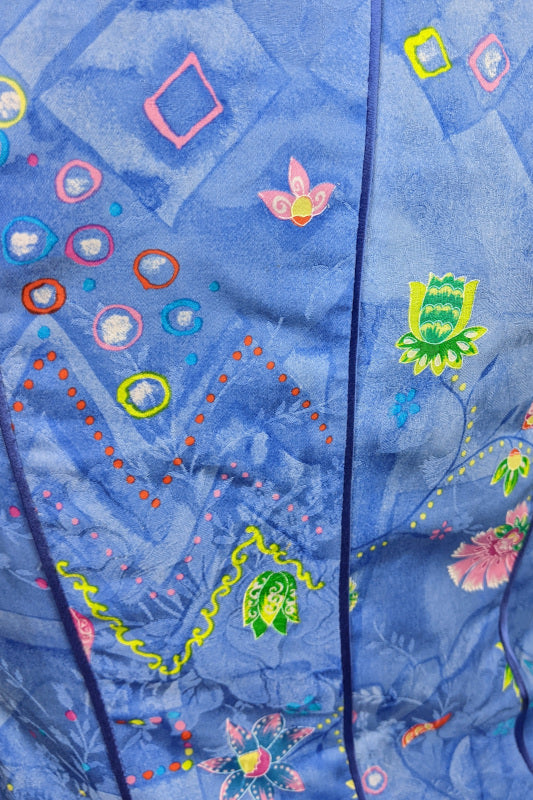 1980s Blue Geo Floral Jacket | Anna Belinda | 2XS