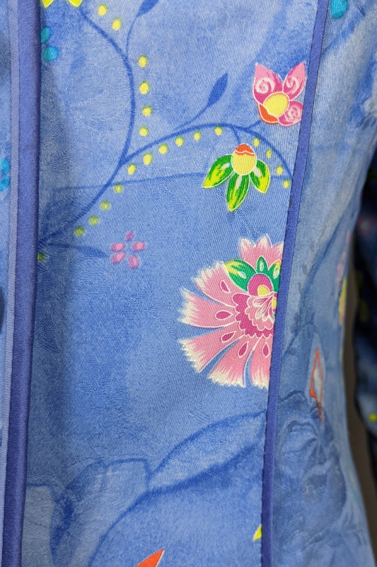 1980s Blue Geo Floral Jacket | Anna Belinda | 2XS