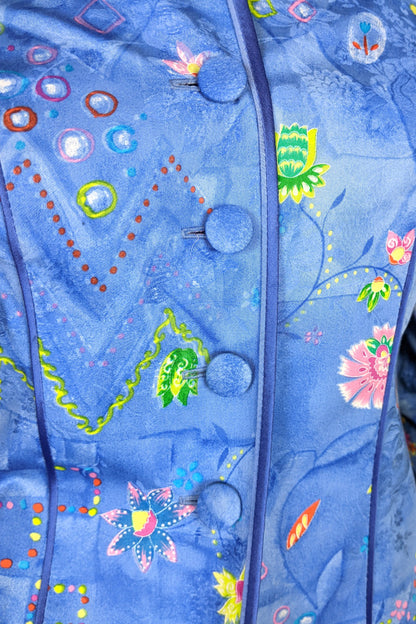 1980s Blue Geo Floral Jacket | Anna Belinda | 2XS