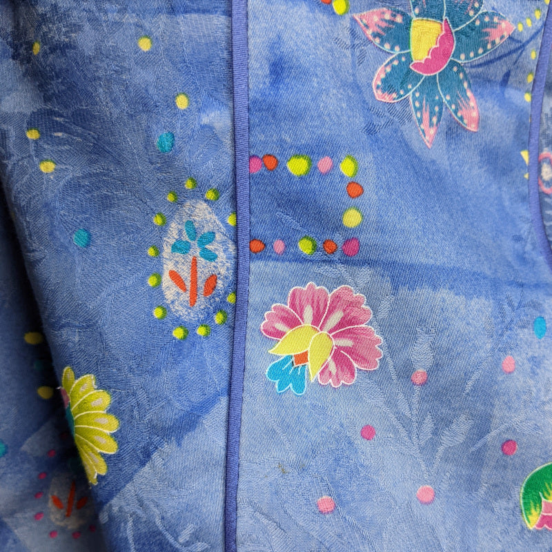 1980s Blue Geo Floral Jacket | Anna Belinda | 2XS